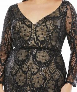 Mac Duggal Mother Of The Bride + Groom Dresses Abstract Embellished Illusion Sleeve Evening Gown (Plus) 11 Mac Duggal Mother Of The Bride + Groom Dresses Abstract Embellished Illusion Sleeve Evening Gown (Plus)