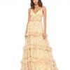 Mac Duggal Tiered Floral Chiffon Gown