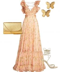 Ieena For Mac Duggal Ruffle Tiered Floral Cut-Out Chiffon Gown Shop For