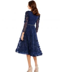 Mac Duggal Floral Appliqué Fit And Flare Dress