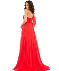Mac Duggal Shop For Flowy One Sleeve Chiffon Gown