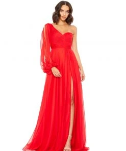 Mac Duggal Shop For Flowy One Sleeve Chiffon Gown