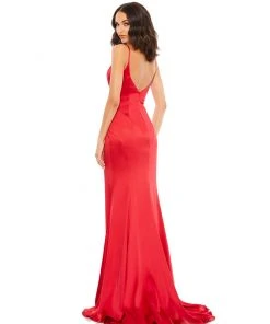 Mac Duggal Satin V-Neck Sleeveless Gown Bridesmaid Dresses