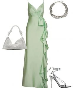 Ieena For Mac Duggal Satin Ruffled Asymmetrical Gown Shop For