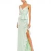 Ieena For Mac Duggal Satin Ruffled Asymmetrical Gown Shop For