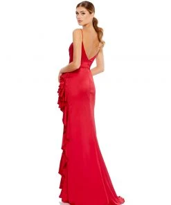 Ieena For Mac Duggal Satin Ruffled Asymmetrical Gown Shop For
