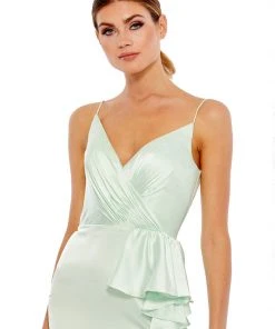 Ieena For Mac Duggal Satin Ruffled Asymmetrical Gown Shop For