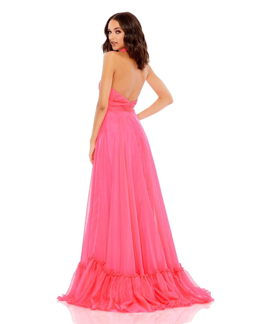 Mac Duggal High Neck Tiered Chiffon Halter Gown 3 Mac Duggal High Neck Tiered Chiffon Halter Gown