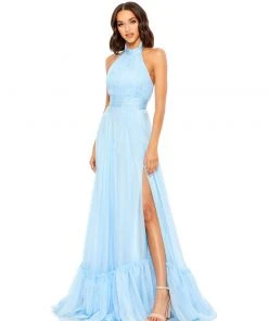 Mac Duggal High Neck Tiered Chiffon Halter Gown 11 Mac Duggal High Neck Tiered Chiffon Halter Gown