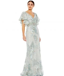 Mac Duggal Bell Sleeve Floral Embellished Gown Shop For