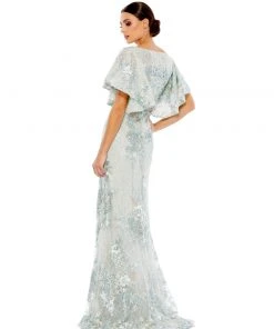 Mac Duggal Bell Sleeve Floral Embellished Gown Shop For