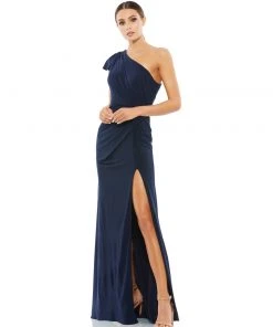 Mac Duggal Ruffled One Shoulder Draped Gown Shop For