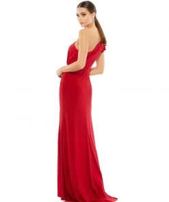 Mac Duggal Ruffled One Shoulder Draped Gown Shop For