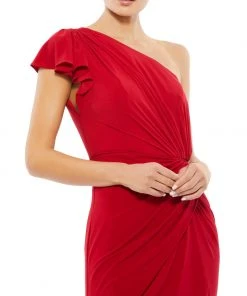 Mac Duggal Ruffled One Shoulder Draped Gown Shop For