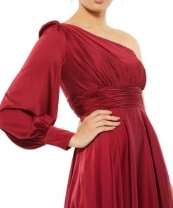 Ieena For Mac Duggal One Shoulder Bishop Sleeve Flowy Gown Shop For