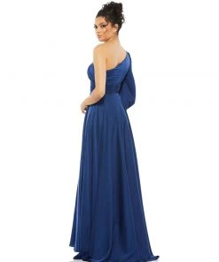 Ieena For Mac Duggal One Shoulder Bishop Sleeve Flowy Gown Shop For