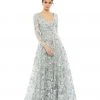 Mac Duggal Embellished V Neck Illusion Long Sleeve A Line Gown Shop For