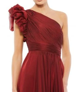 Mac Duggal Organza One-Shoulder Pleated Gown Shop For 11 Mac Duggal Organza One-Shoulder Pleated Gown Shop For