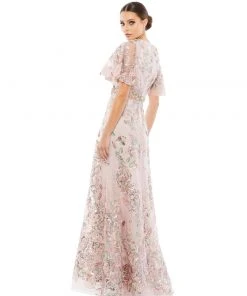 Mac Duggal Shop For Floral Embellished Short Sleeve Gown