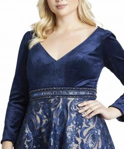 Mac Duggal Midnight Velvet A-Line Evening Gown (Plus) Shop For