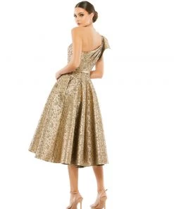 Mac Duggal Shop For One Shoulder Bow Midi Dress
