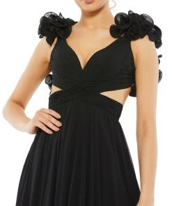 Ieena For Mac Duggal Ruffle Shoulder Lace Up Gown Shop For