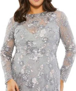 Mac Duggal Embellished Illusion Long Sleeve A Line Gown 5 Mac Duggal Embellished Illusion Long Sleeve A Line Gown