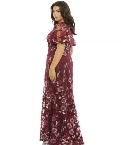 Mac Duggal Floral Embellished Butterfly Sleeve Gown (Plus) Mother Of The Bride + Groom Dresses