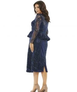 Mac Duggal Embellished Peplum Midi Sheath Dress (Plus)