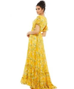 Ieena For Mac Duggal Shop For Flounce Sleeve Floral Maxi Dress