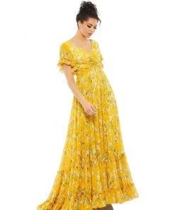 Ieena For Mac Duggal Shop For Flounce Sleeve Floral Maxi Dress