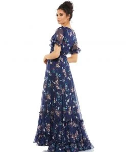 Ieena For Mac Duggal Shop For Flounce Sleeve Floral Maxi Dress