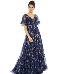 Ieena For Mac Duggal Shop For Flounce Sleeve Floral Maxi Dress