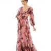 Ieena For Mac Duggal Floral Cutout Open Back Blouson Sleeve Dress Shop For