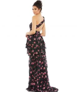 Ieena For Mac Duggal Shop For Rose Print Layered High-Low Dress