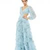 Ieena For Mac Duggal Shop For Ruffle Tiered Floral Cutout Long Sleeve Gown