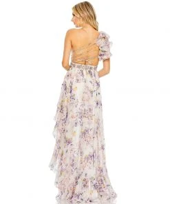 Ieena For Mac Duggal One Shoulder Asymmetrical High Low Gown