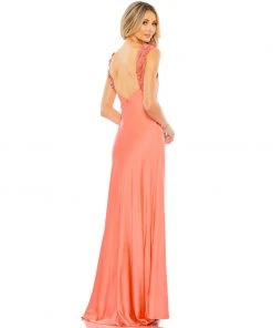 Mac Duggal Embellished Empire Waist Column Gown