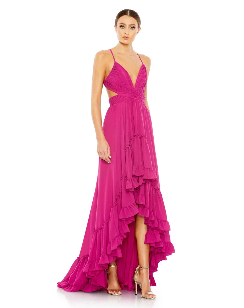 Ieena For Mac Duggal Pleated Tiered Cut Out Sleeveless Gown 1 Ieena For Mac Duggal Pleated Tiered Cut Out Sleeveless Gown