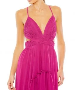 Ieena For Mac Duggal Pleated Tiered Cut Out Sleeveless Gown 5 Ieena For Mac Duggal Pleated Tiered Cut Out Sleeveless Gown