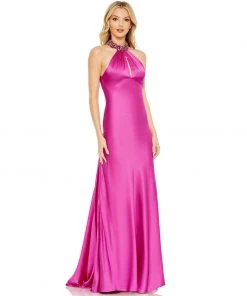 Mac Duggal Shop For Beaded Halter Keyhole Column Gown