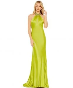 Mac Duggal Shop For Beaded Halter Keyhole Column Gown