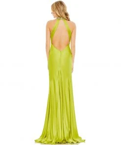 Mac Duggal Shop For Beaded Halter Keyhole Column Gown