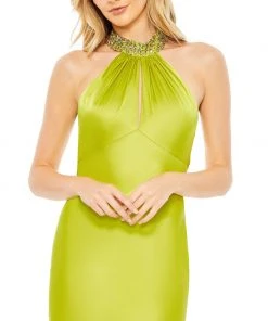 Mac Duggal Shop For Beaded Halter Keyhole Column Gown