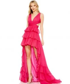 Mac Duggal Shop For Ruffle Tiered Cross Over High Low Gown