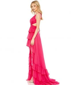 Mac Duggal Shop For Ruffle Tiered Cross Over High Low Gown