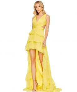Mac Duggal Shop For Ruffle Tiered Cross Over High Low Gown