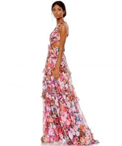 Mac Duggal Ruffled Cut Out Sleeveless Gown Shop For