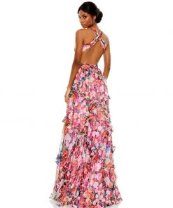 Mac Duggal Ruffled Cut Out Sleeveless Gown Shop For