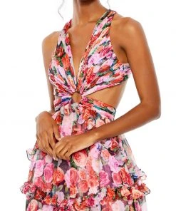 Mac Duggal Ruffled Cut Out Sleeveless Gown Shop For